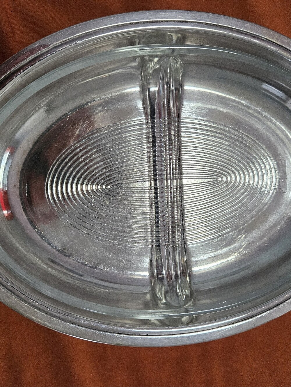 Vintage Silver Plate Serving Dish- Glasbake Glass Insert